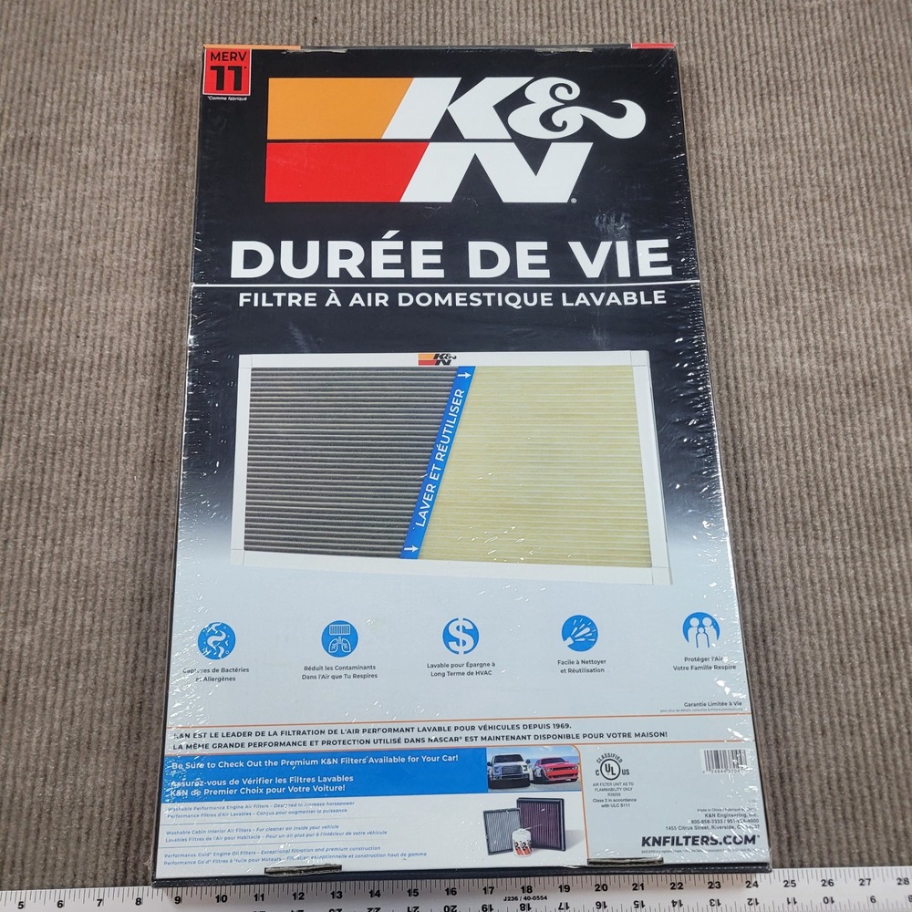 K&N Lifetime Washable Home Air Filter 16x25x1 MERV 11 HVAC HVC-11625